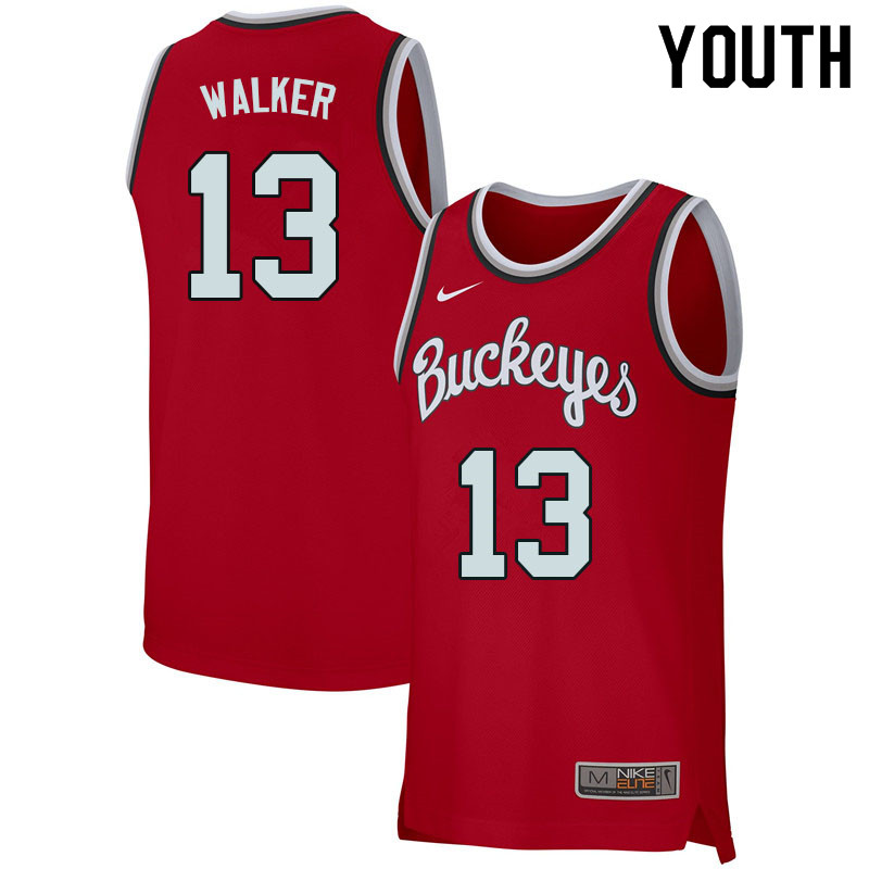 Youth #13 CJ Walker Ohio State Buckeyes College Basketball Jerseys Sale-Retro Scarlet